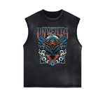 Distressed Sleeveless Holiday Pattern Tee