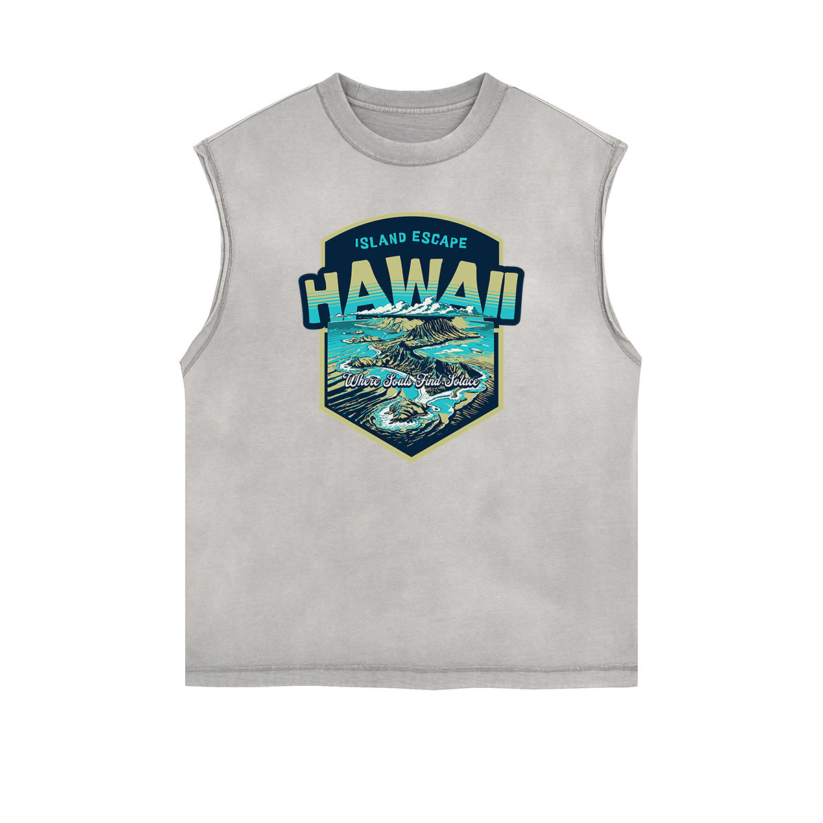 Camiseta sin mangas con gráfico navideño y bordes deshilachados