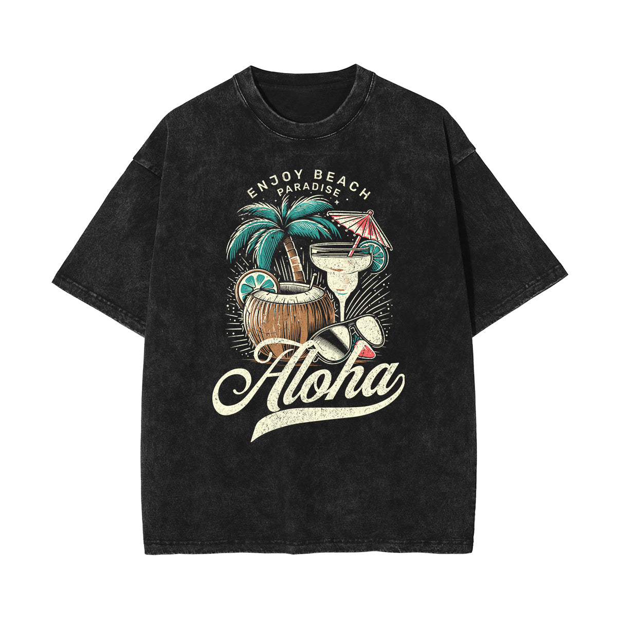 Stone Wash Holiday Pattern T Shirt