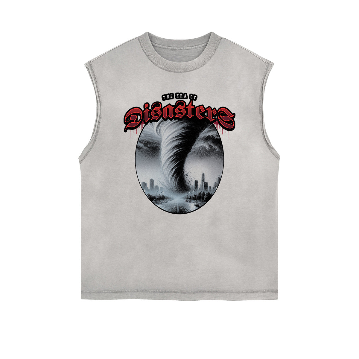 Camiseta sin mangas con gráfico navideño y bordes deshilachados