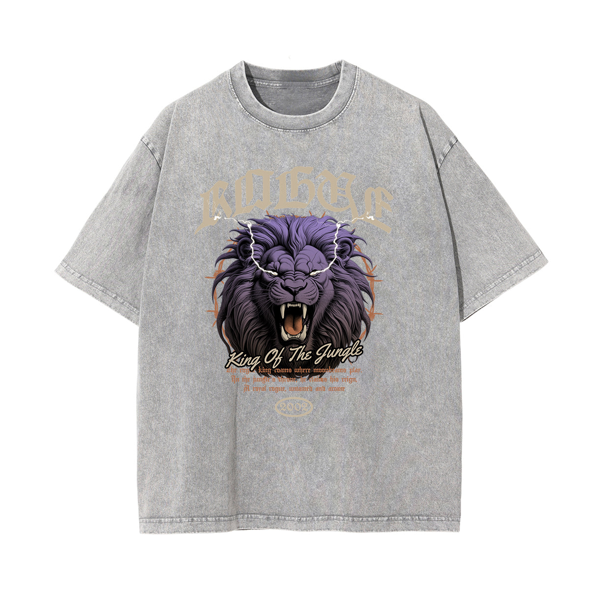 Stone Wash Gothic Pattern T Shirt