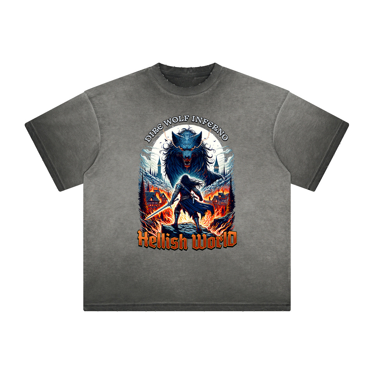 Vintage Frayed Gothic Pattern Tee