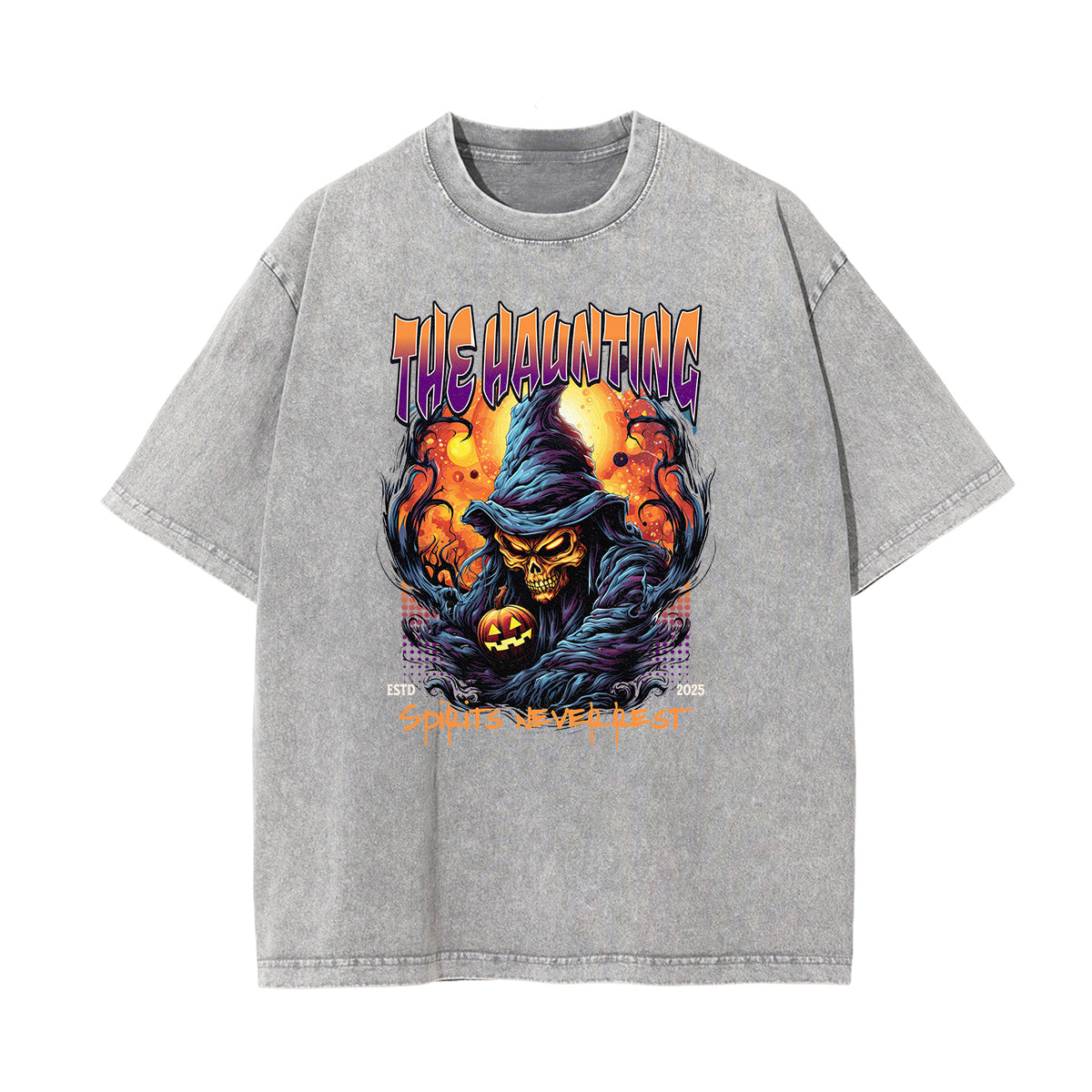 Stone Wash Gothic Pattern T Shirt