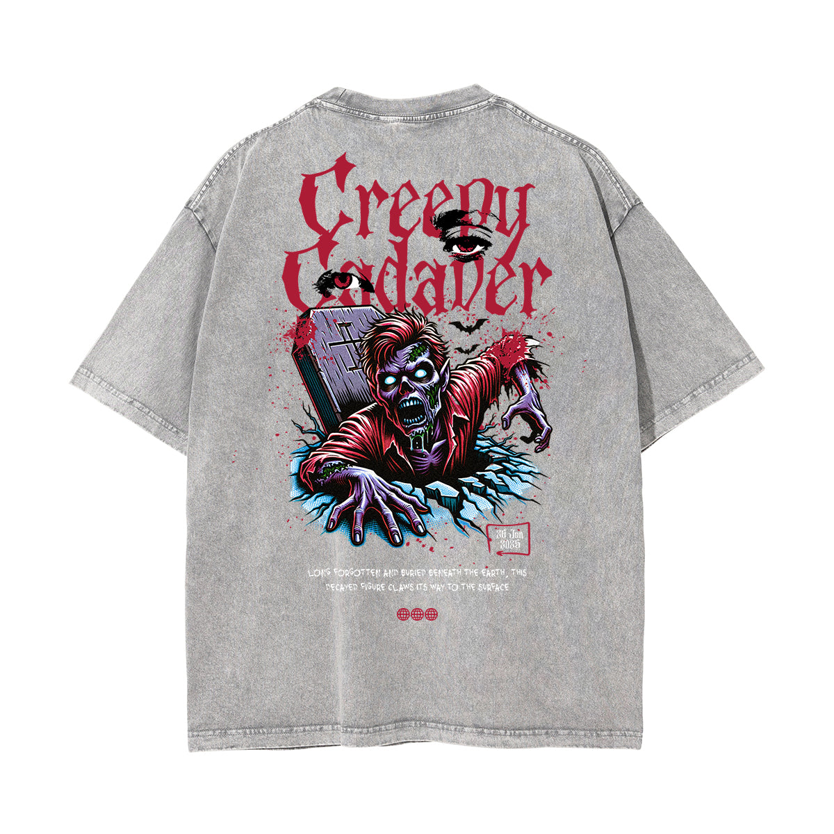 Stone Wash Gothic Pattern T Shirt