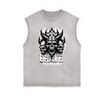 Distressed Sleeveless Gothic Pattern Tee