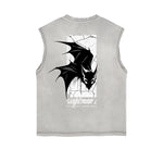 Distressed Sleeveless Gothic Pattern Tee