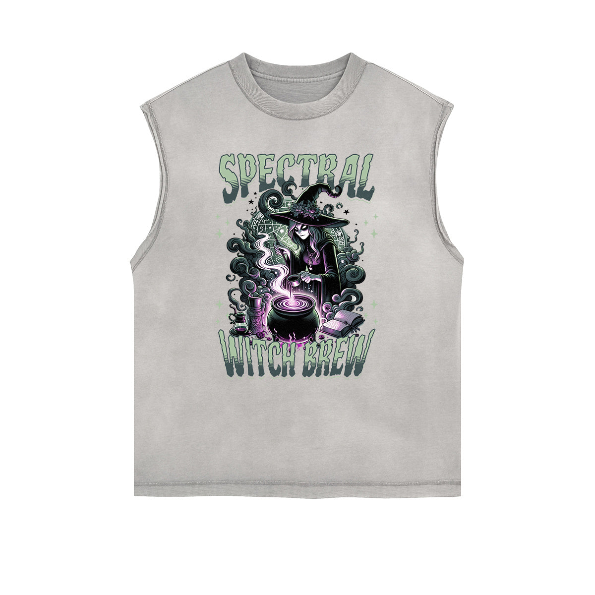 Distressed Sleeveless Gothic Pattern Tee