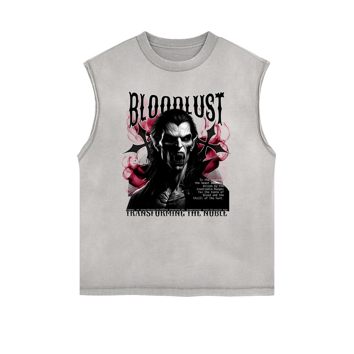 Distressed Sleeveless Gothic Pattern Tee