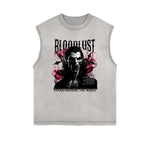 Distressed Sleeveless Gothic Pattern Tee