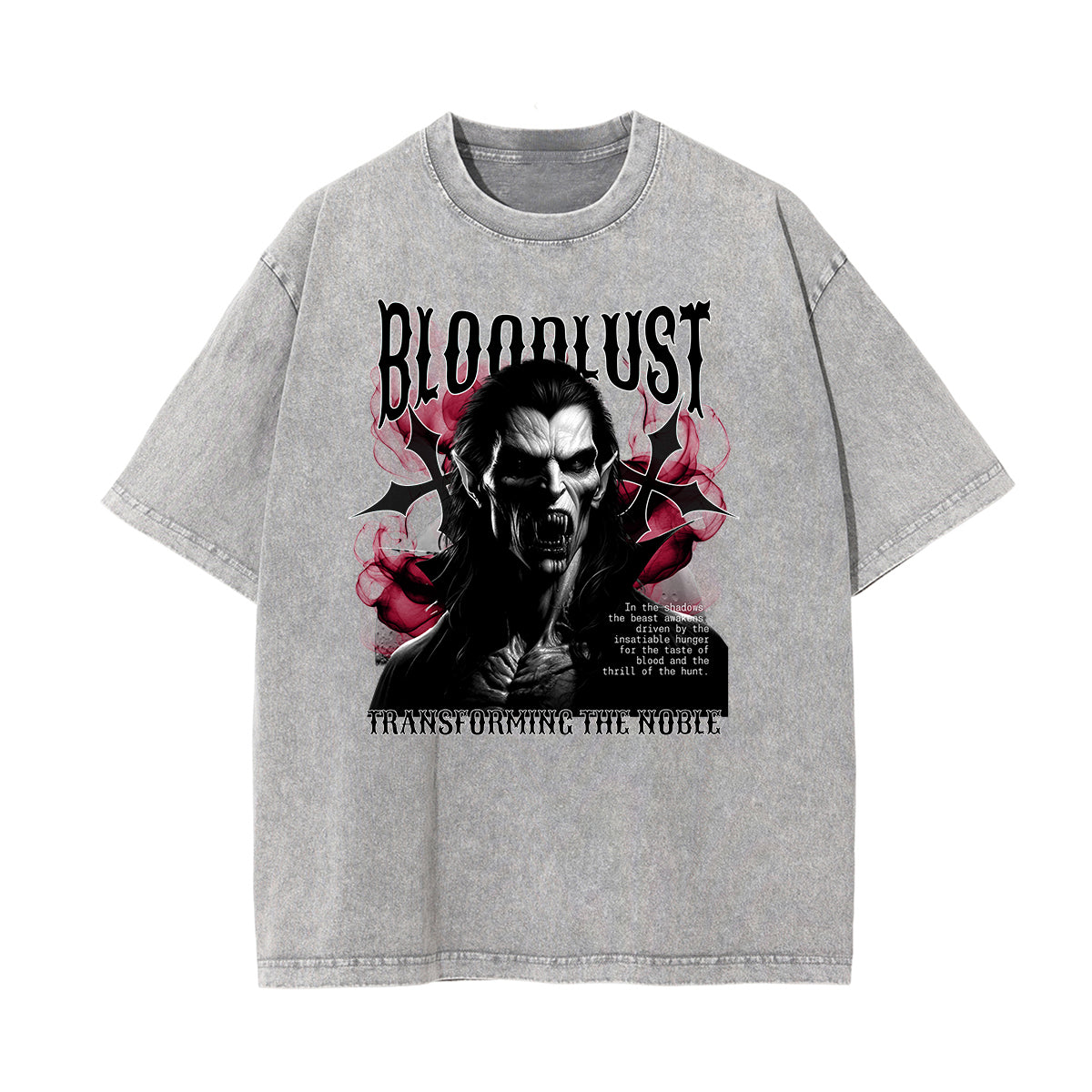 Stone Wash Gothic Pattern T Shirt