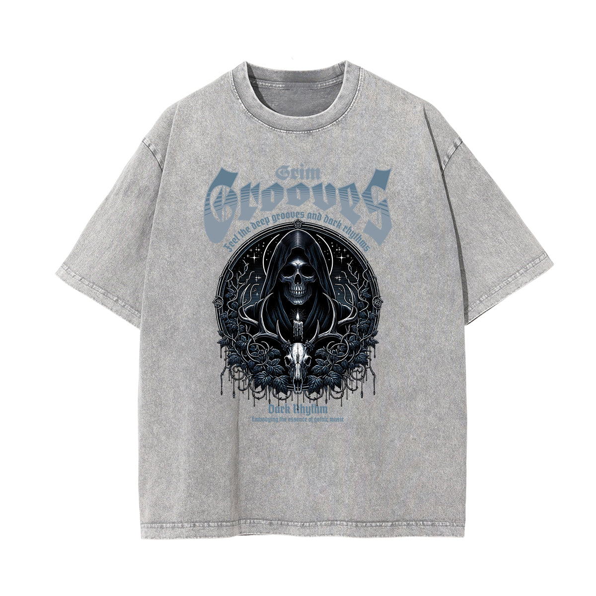 Stone Wash Gothic Pattern T Shirt