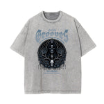 Stone Wash Gothic Pattern T Shirt