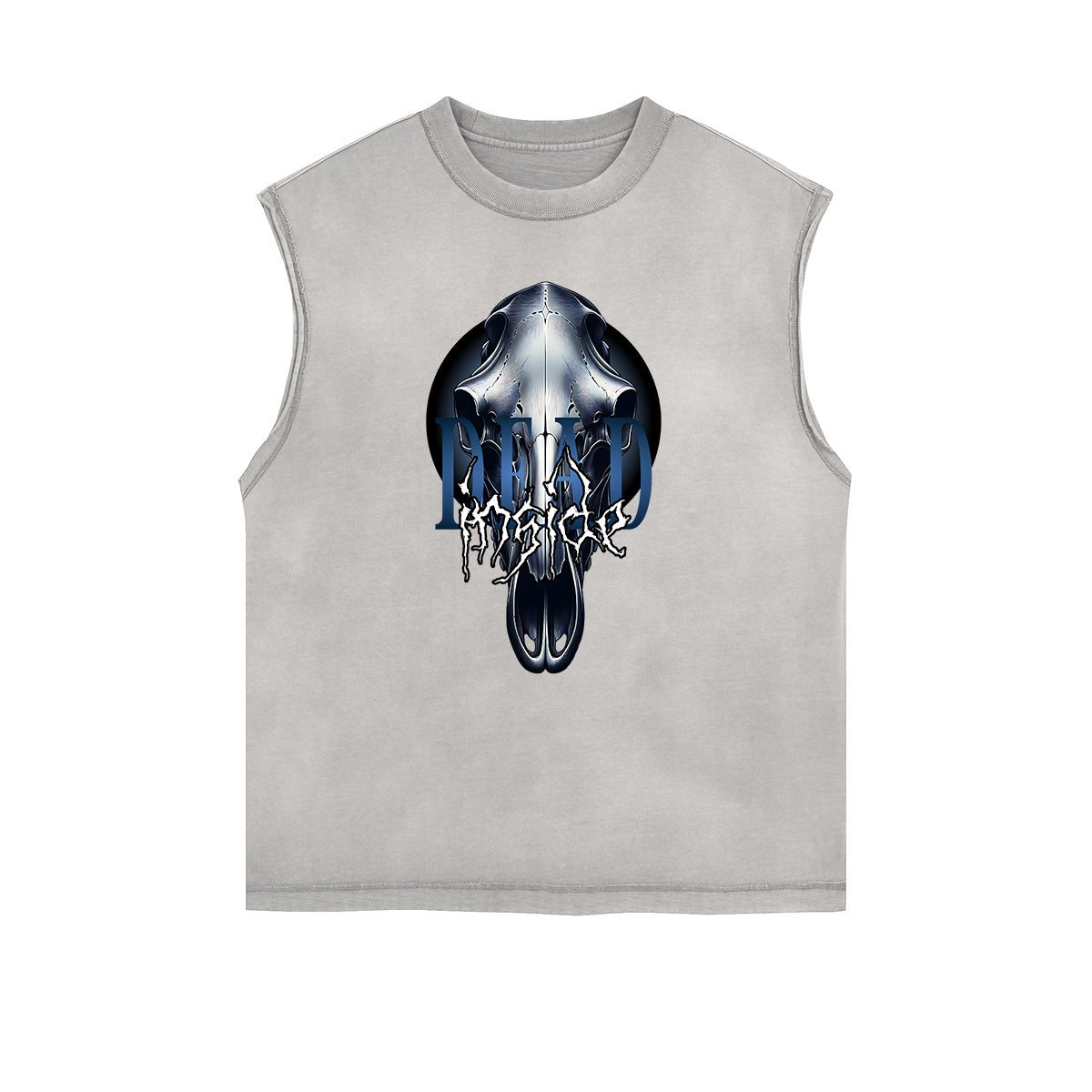 Distressed Sleeveless Gothic Pattern Tee