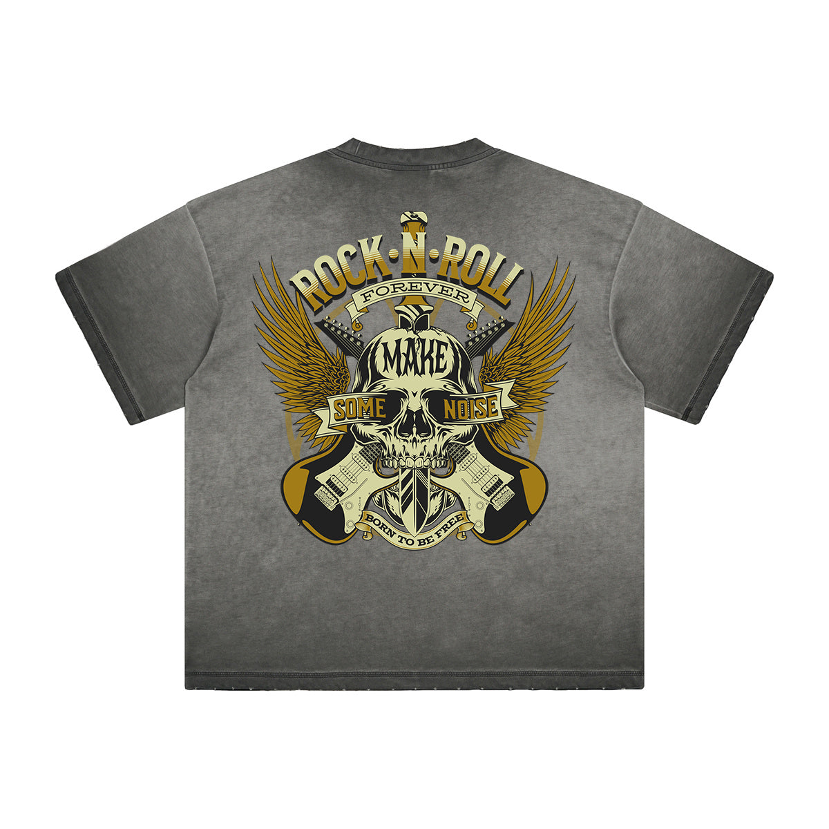 Vintage Frayed Winged Monster Pattern Tee