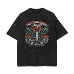 Stone Wash Winged Monster Pattern T Shirt