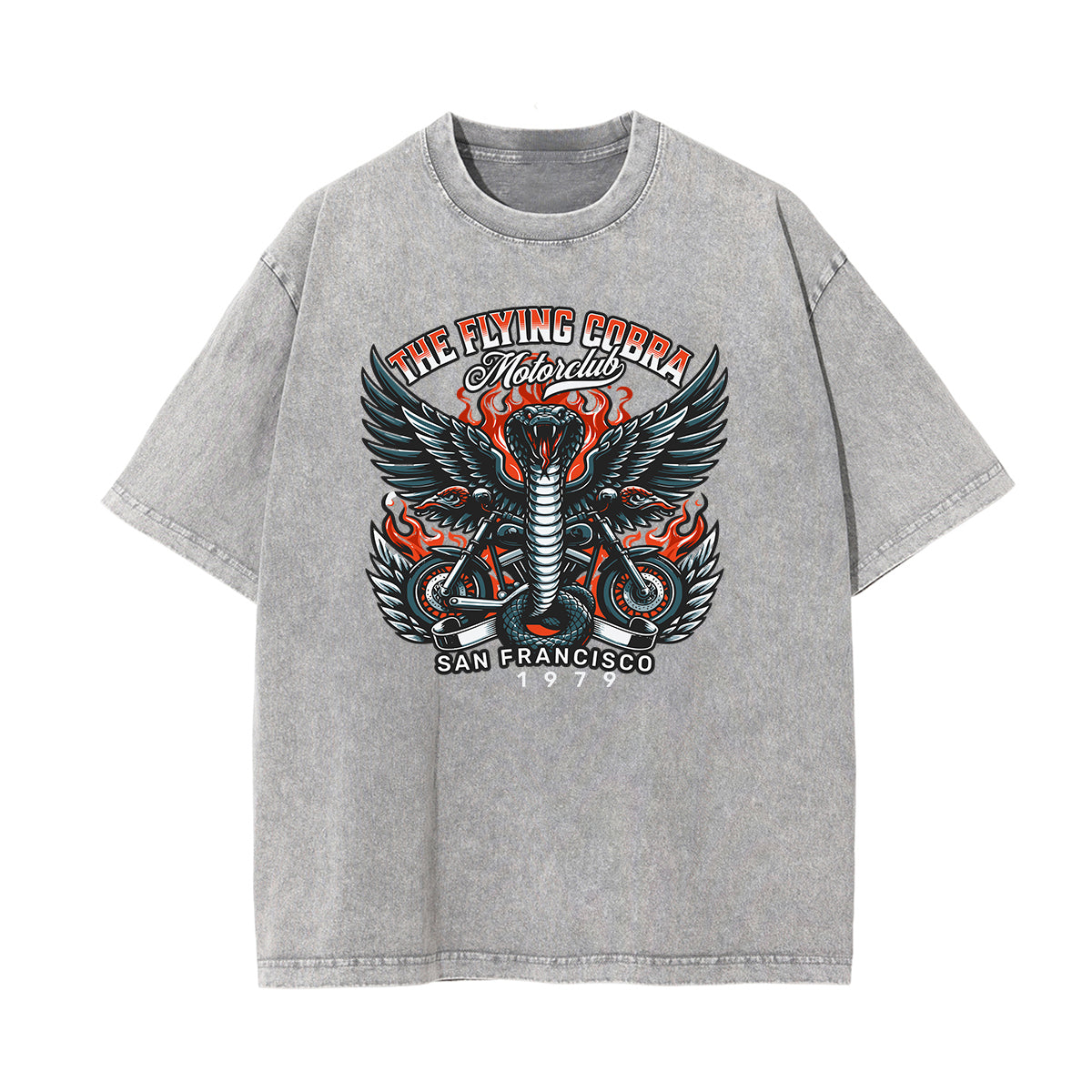 Washed Winged Monster Graphic Cotton Tee