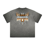 Vintage Frayed Winged Monster Pattern Tee