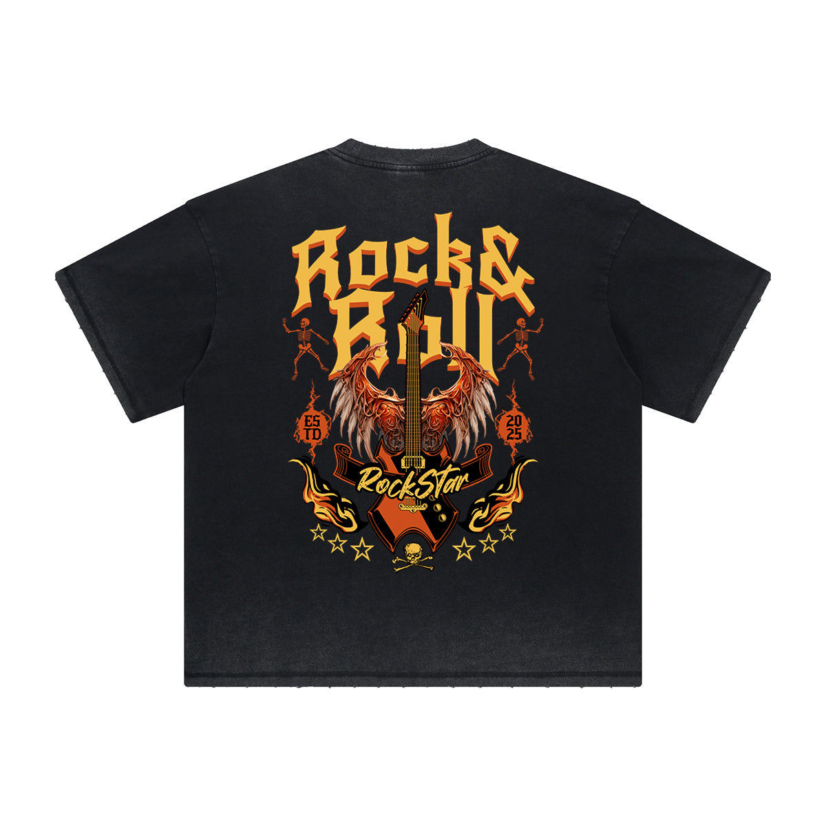 Thick Faded Winged Monster Graphic T Shirt