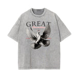 Washed Winged Monster Graphic Cotton Tee