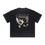 Thick Faded Winged Monster Graphic T Shirt