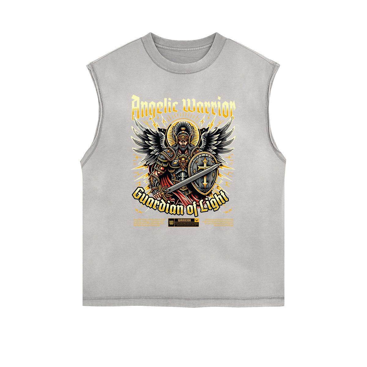 Distressed Sleeveless Winged Monster Pattern Tee