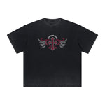 Thick Faded Winged Monster Graphic T Shirt