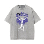 Washed Winged Monster Graphic Cotton Tee