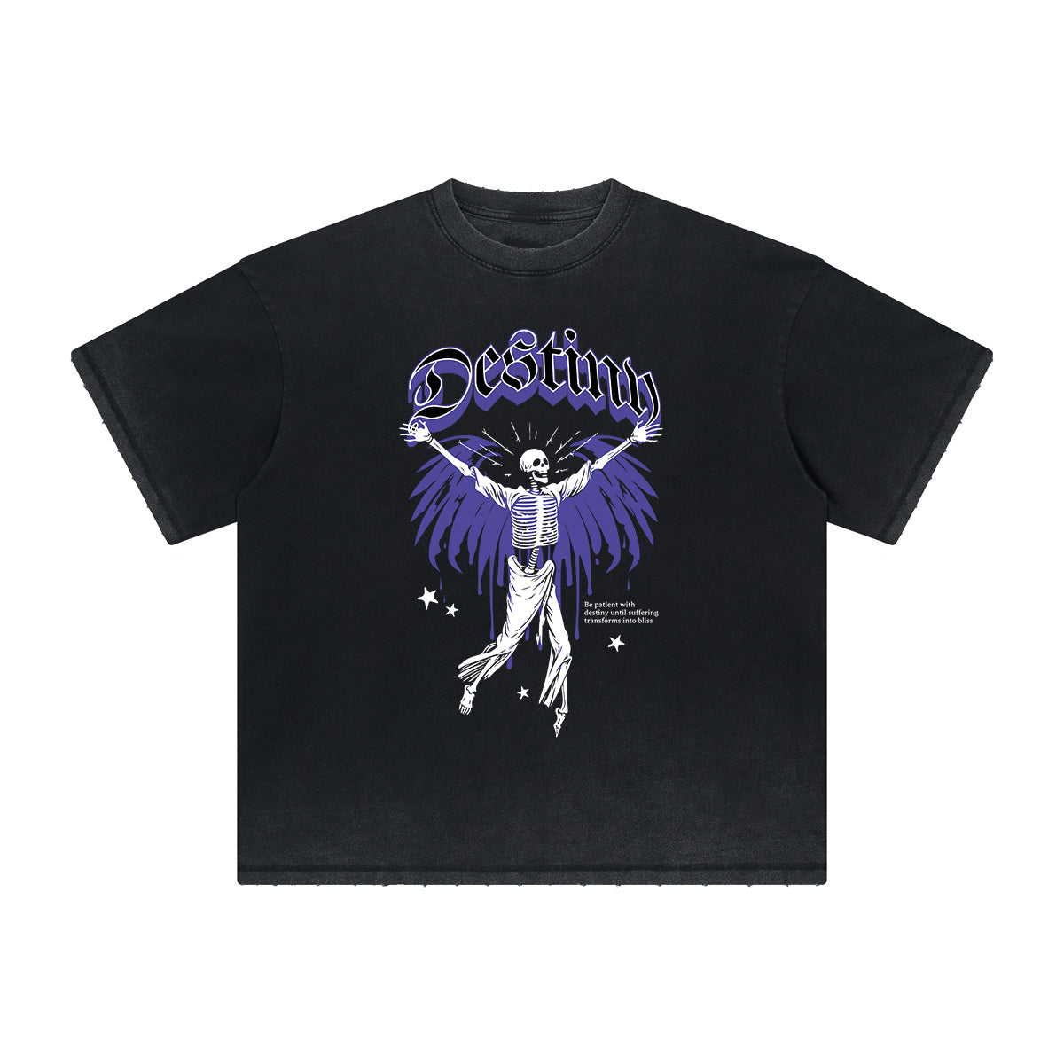 Thick Faded Winged Monster Graphic T Shirt