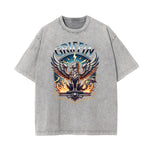 Washed Winged Monster Graphic Cotton Tee