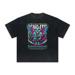 Thick Faded Winged Monster Graphic T Shirt