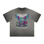 Vintage Frayed Winged Monster Pattern Tee