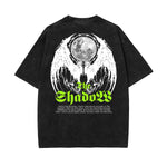 Stone Wash Winged Monster Pattern T Shirt