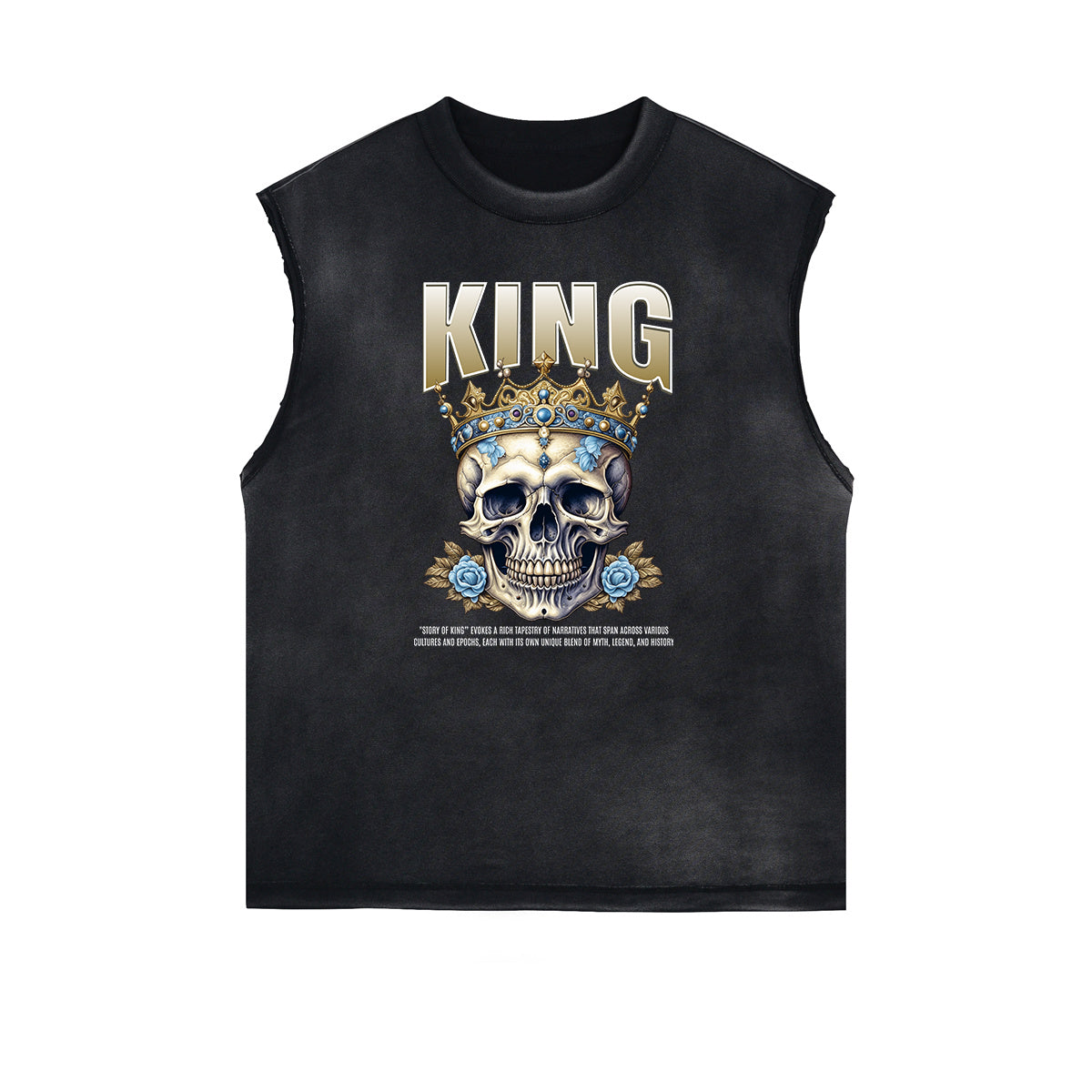 Camiseta gráfica King sin mangas desgastada
