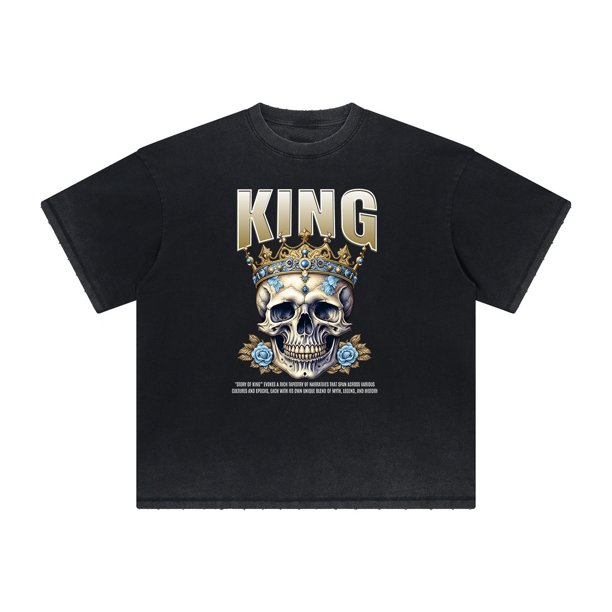 Vintage-Washed Frayed King Graphic Tee
