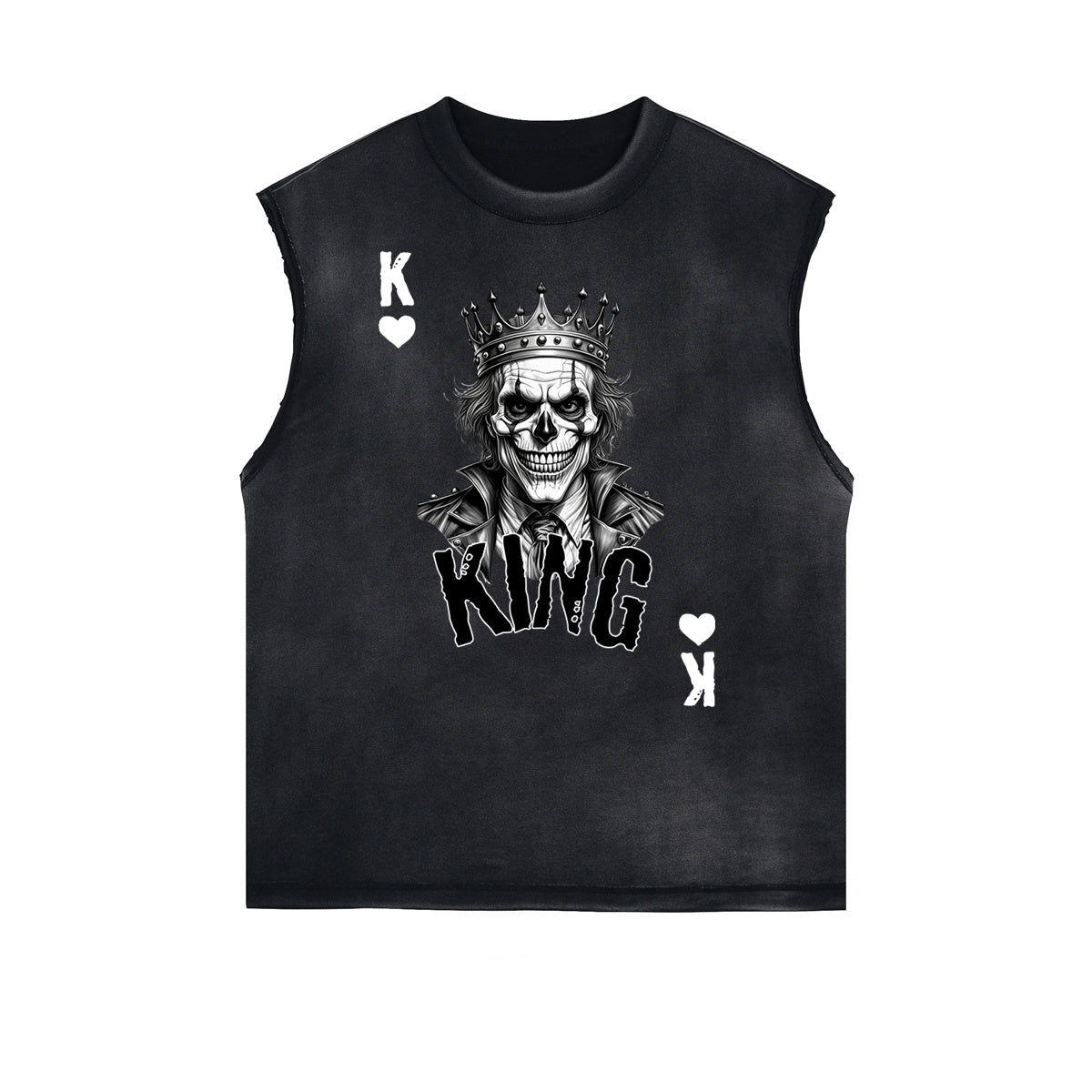 Camiseta gráfica King sin mangas desgastada