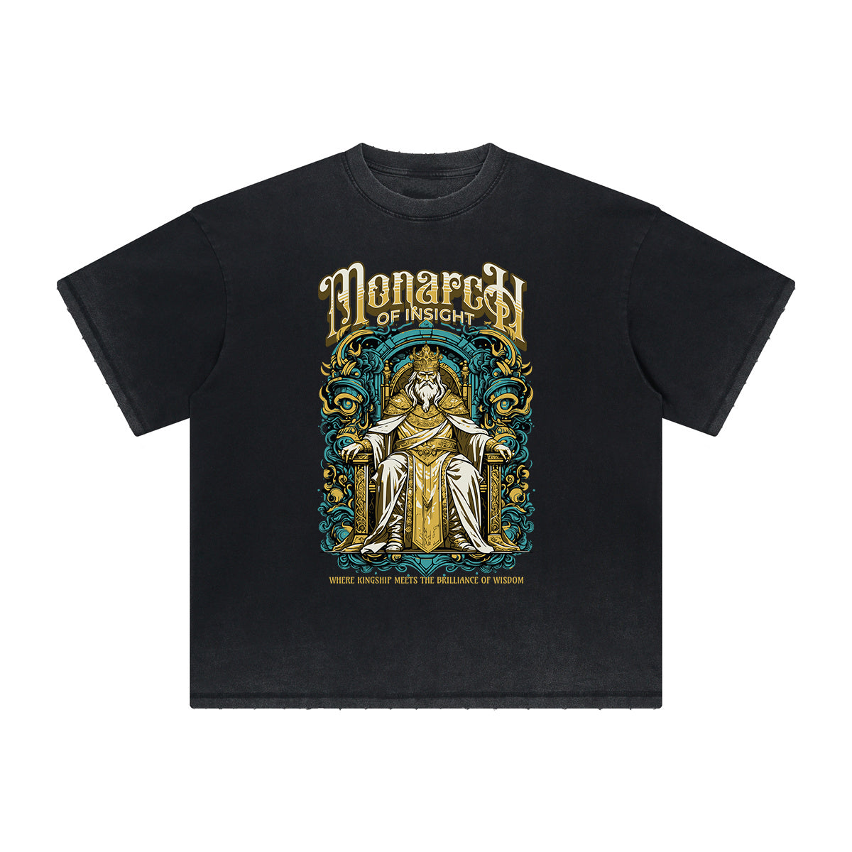 Vintage-Washed Frayed King Graphic Tee