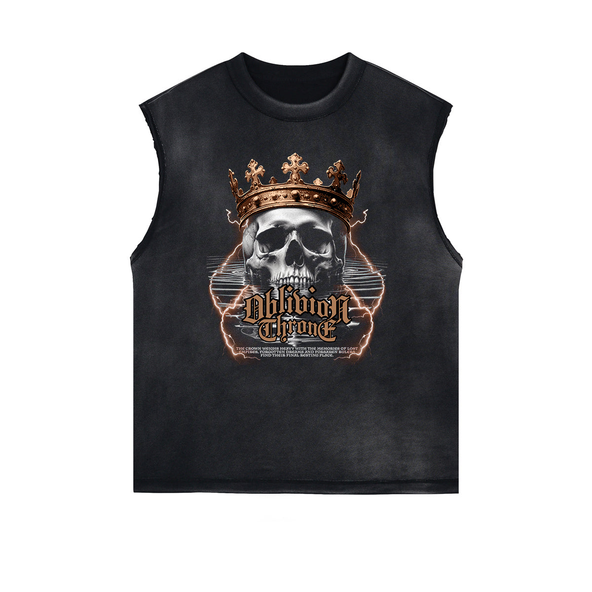 Camiseta gráfica King sin mangas desgastada