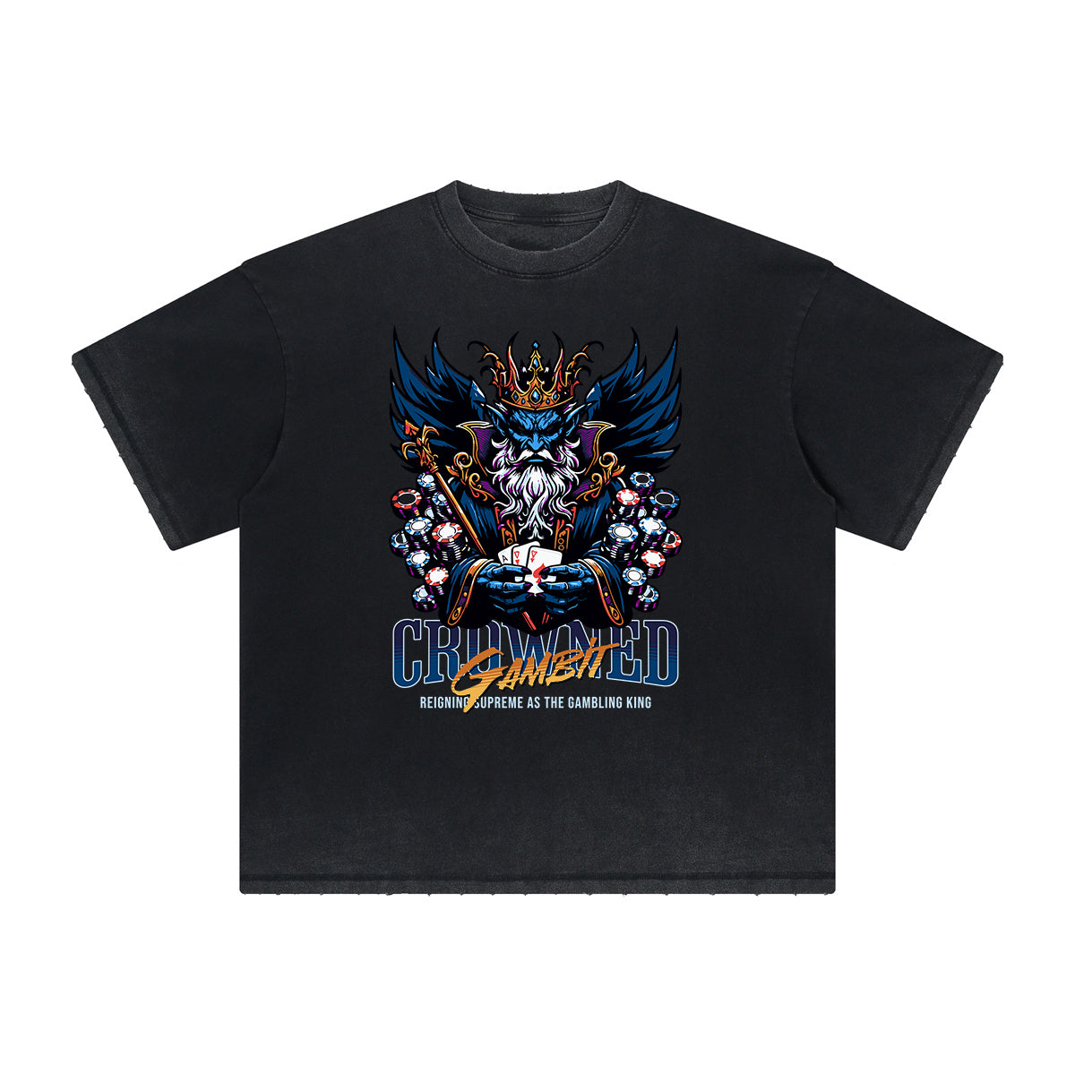 Vintage-Washed Frayed King Graphic Tee