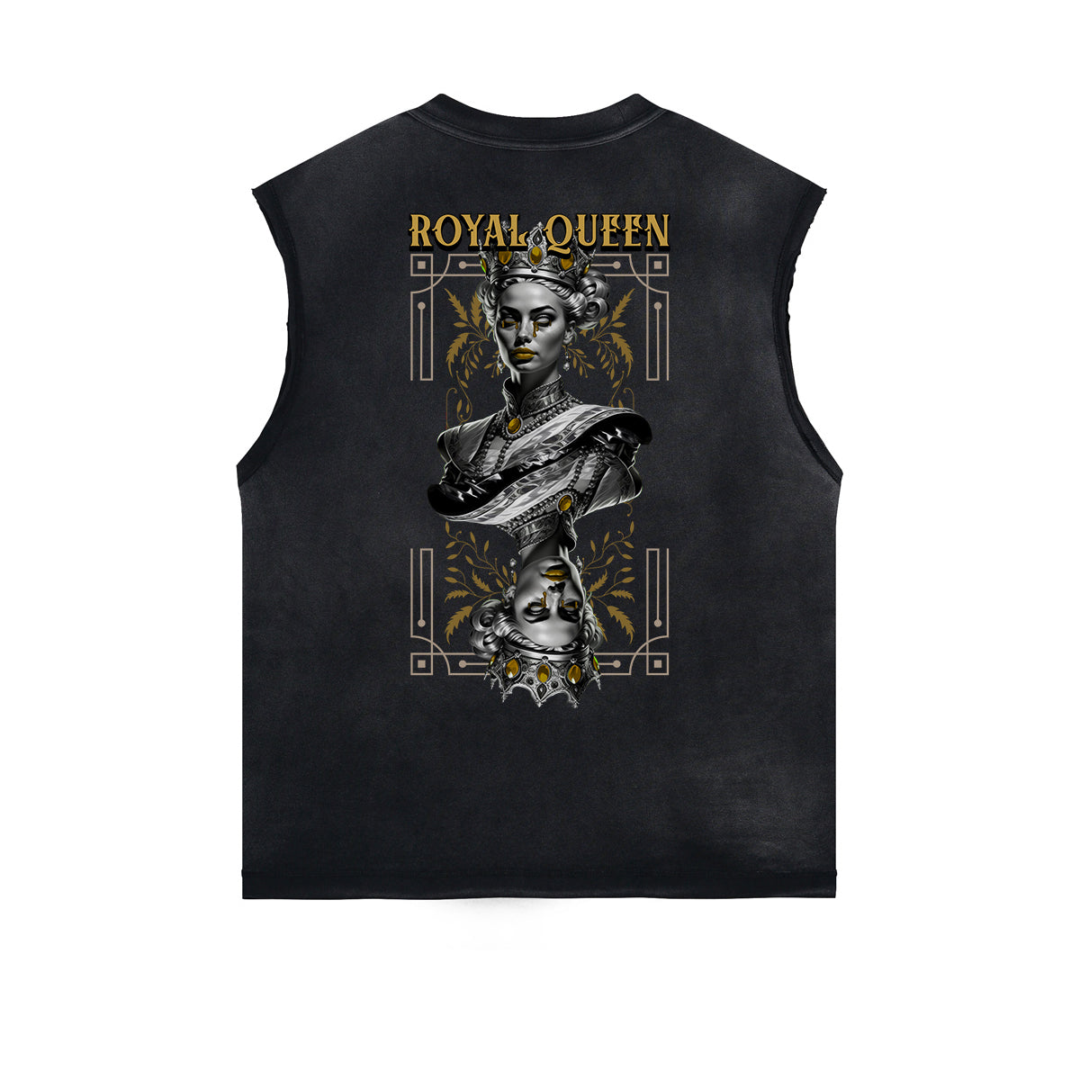 Distressed Sleeveless Queen Pattern Tee