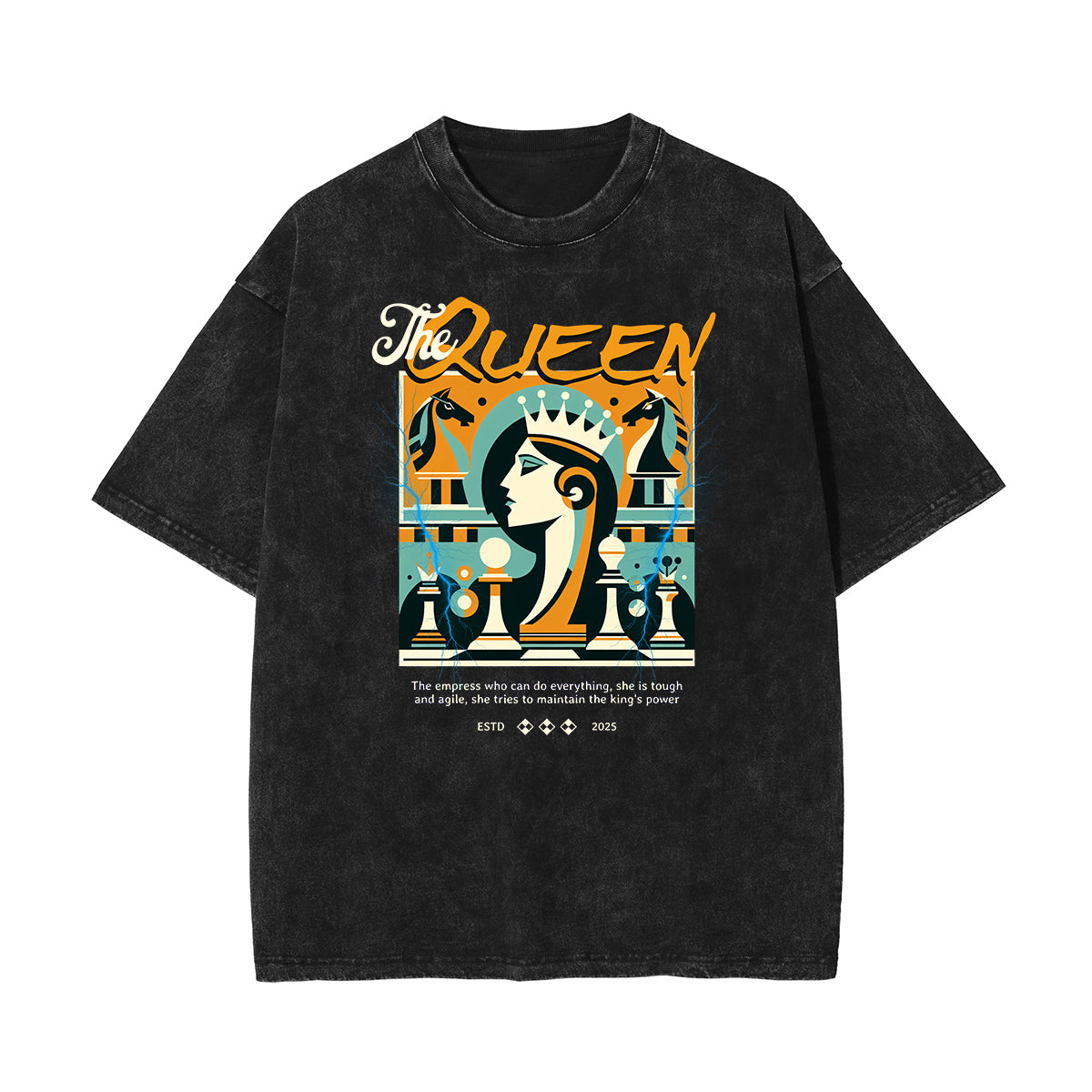 Stone-Washed Queen Graphic T-Shirt