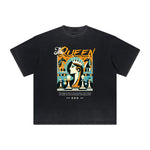 Camiseta gráfica Queen lavada de peso pesado