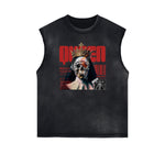 Distressed Sleeveless Queen Pattern Tee