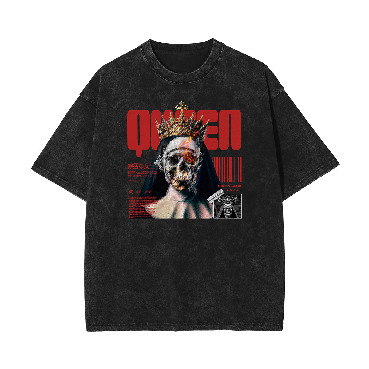 Stone-Washed Queen Graphic T-Shirt