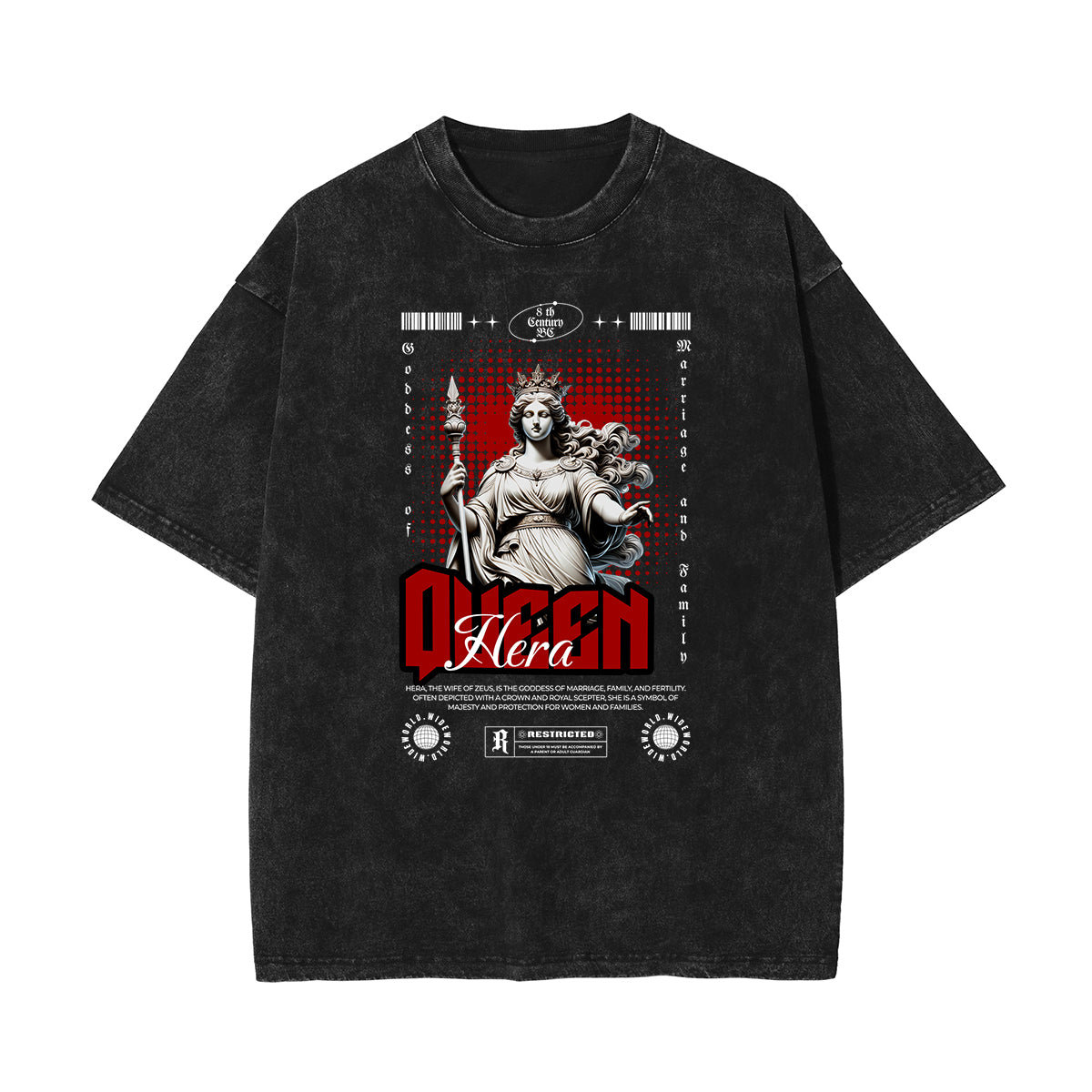 Stone-Washed Queen Graphic T-Shirt