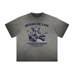 Vintage-Washed Frayed Queen Graphic Tee