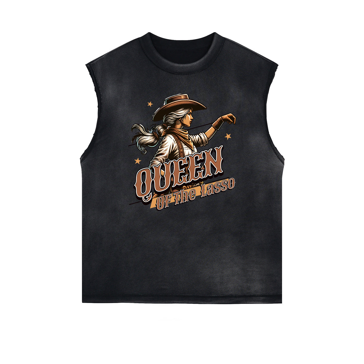 Distressed Sleeveless Queen Pattern Tee
