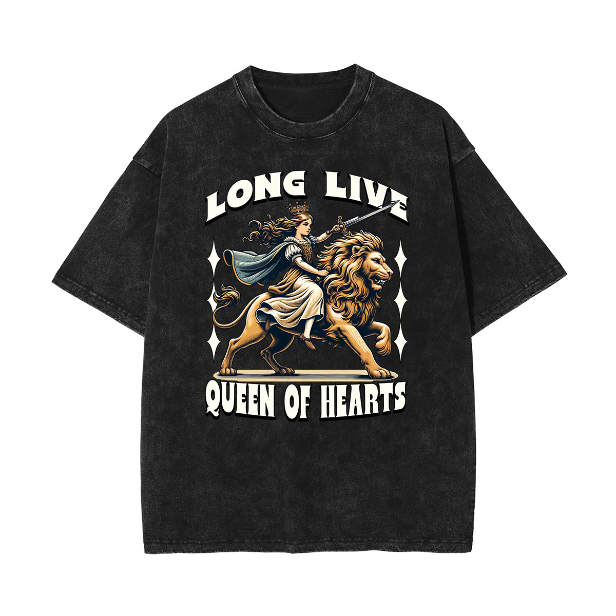 Stone-Washed Queen Graphic T-Shirt