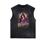 Distressed Sleeveless Queen Pattern Tee