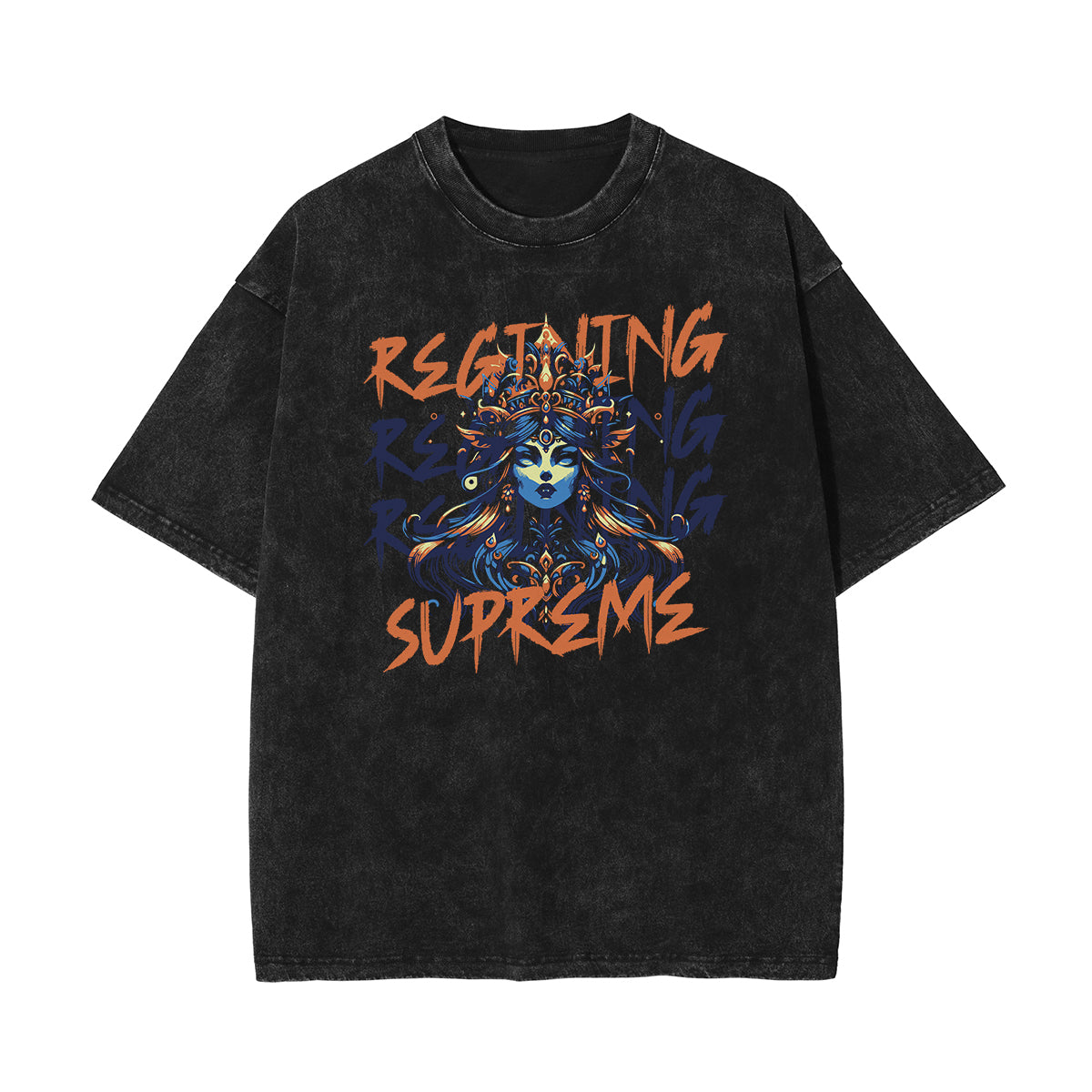 Stone-Washed Queen Graphic T-Shirt