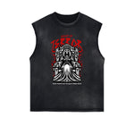 Distressed Sleeveless Queen Pattern Tee